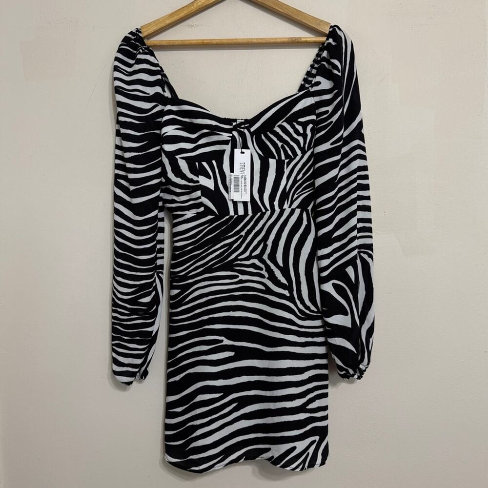 Steve Madden Zebra Print Mini Dress NWT Size 4 - Picture 2 of 5